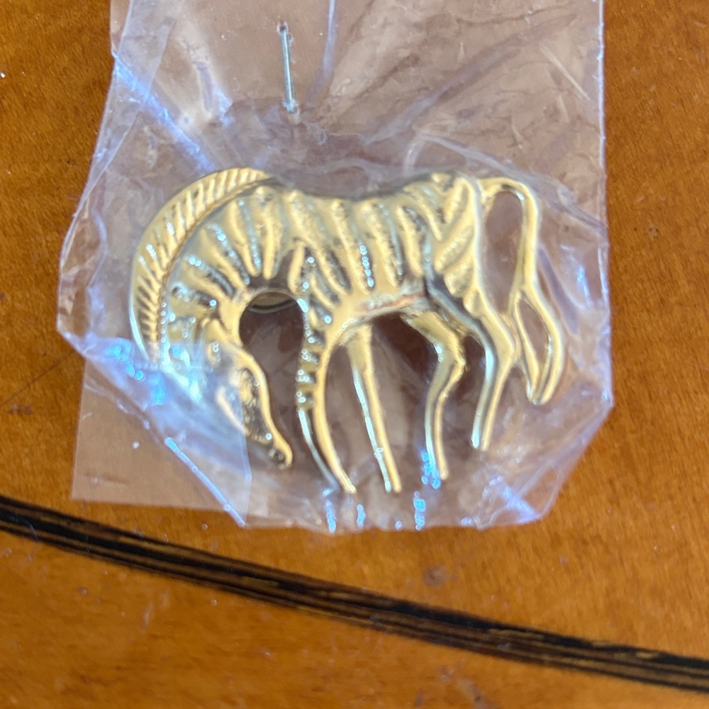 Gold zebra Pin Brooch - Elegant Animal Accent
